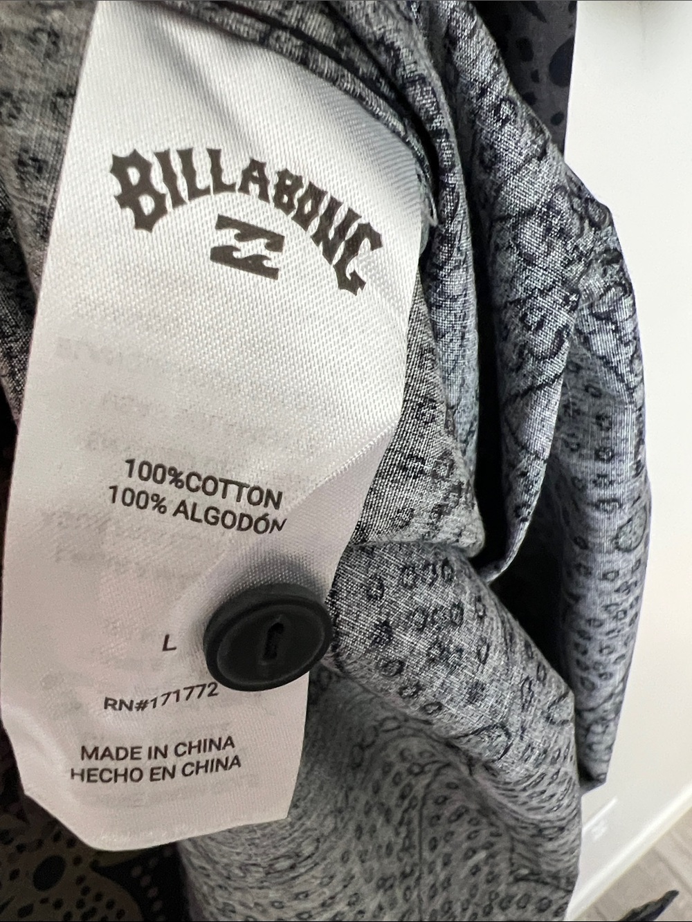 Billabong Black and Olive Green Floral Short Sleeve Button-Up Shirt - Picture 7 of 7